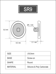 Silicone Pad for Glasses 9 mm round screw on