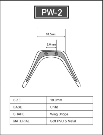 PVC Wing Bridge 18 mm Metal Insert silver