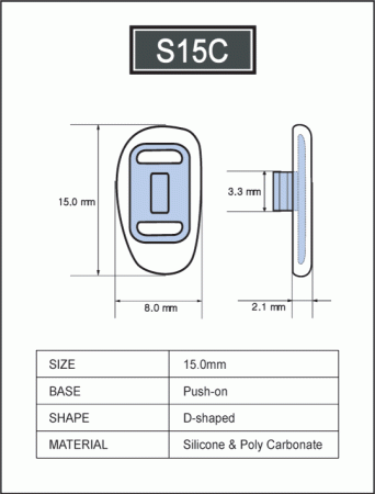 Silicone Pad 15mm D-Shape push on