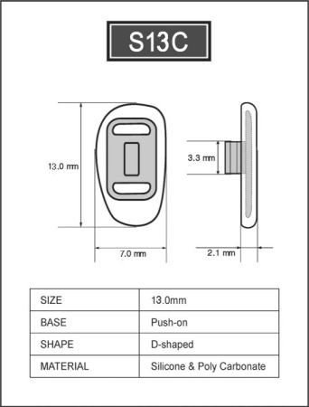 Silikonpad für Brille, 13mm, D-Form, zum Einklicken TZ