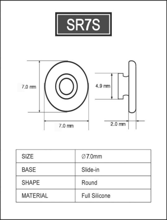 Silicone Pad for Glasses 7 mm round slide in