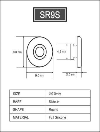 Silicone Pad for Glasses 9 mm round slide in