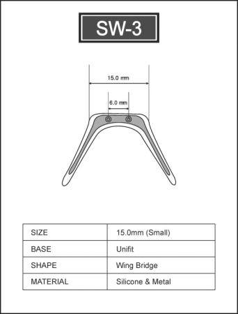 Silicone Wing Bridge 15 mm Metal Insert gold